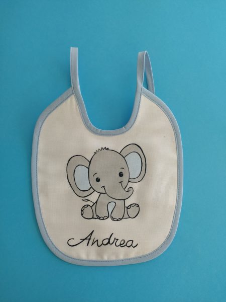 Bavettina Elefantino orecchie azzurre