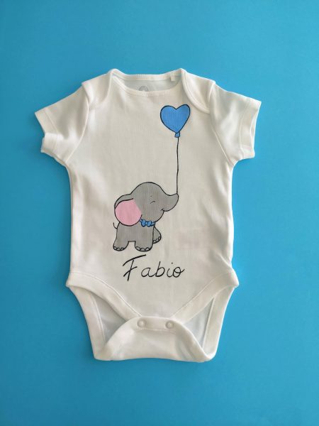 Body Elefantino palloncino blu