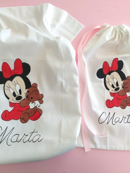 Coordinato copertina e sacchettina minnie orsacchiotto