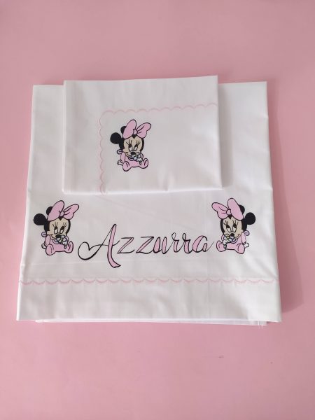 Lenzuolino e federa Minnie fiore