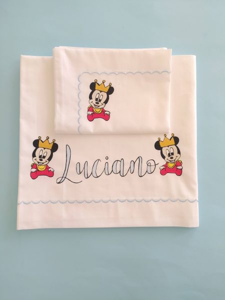 Lenzuolino e federa Topolino corona