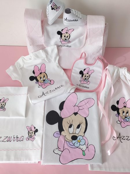 Primo completino nascita Minnie fiore