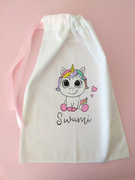 Sacchettina porta biancheria Unicorno cuori