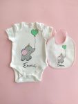 Set body e bavettina Elefantino palloncino verde