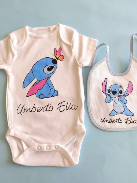 Coordinato abbigliamento neonato Stitch orecchie grandi