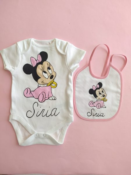 Set abbigliamento body e bavettina Minnie ciuccio
